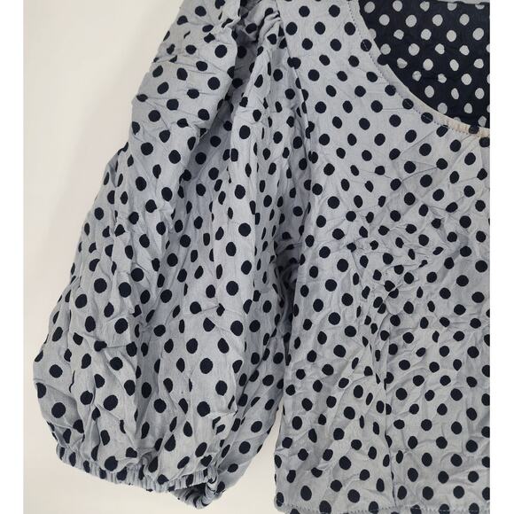 Free People Polka-Dot Puff-Sleeve Crop Top Women’s Medium NWT - Picture 7 of 10